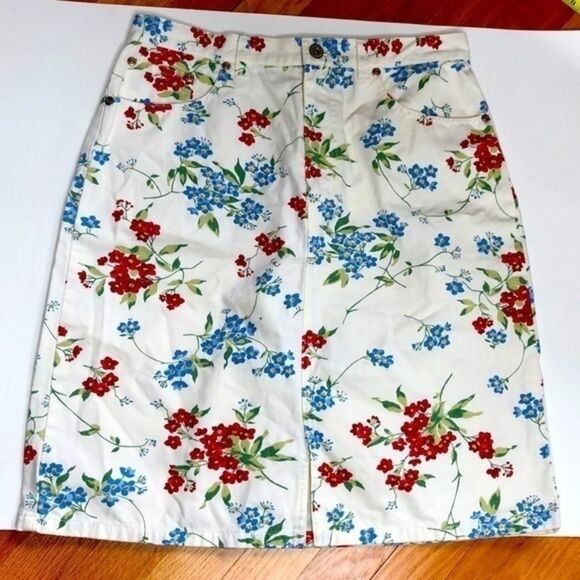 Eddie Bauer Dresses & Skirts - Eddie Bauer Denim Floral Skirt, Petitie 6